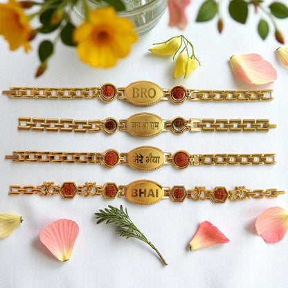 Gold Plated Metal Bracelet Rakhi For Brother (1 Pc)