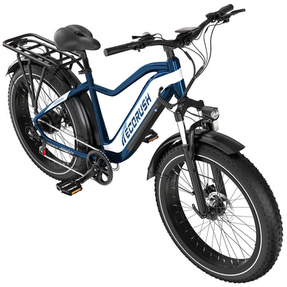 ECORUSH R1 48V 13Ah Fat Tire Mountain Bike Rear Hub Motor CE Certified Electronic Sensor Smart Lithium Battery Power UK EU Stock