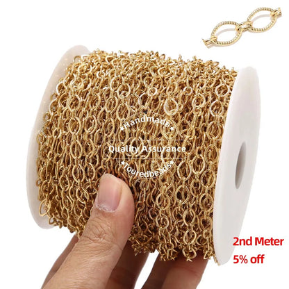 Touredbeads – chaînes à maillons ovales en acier inoxydable de 1M, 6mm de largeur, cercle en or pour bricolage, collier, fabrication de bijoux, découvertes faites à la main