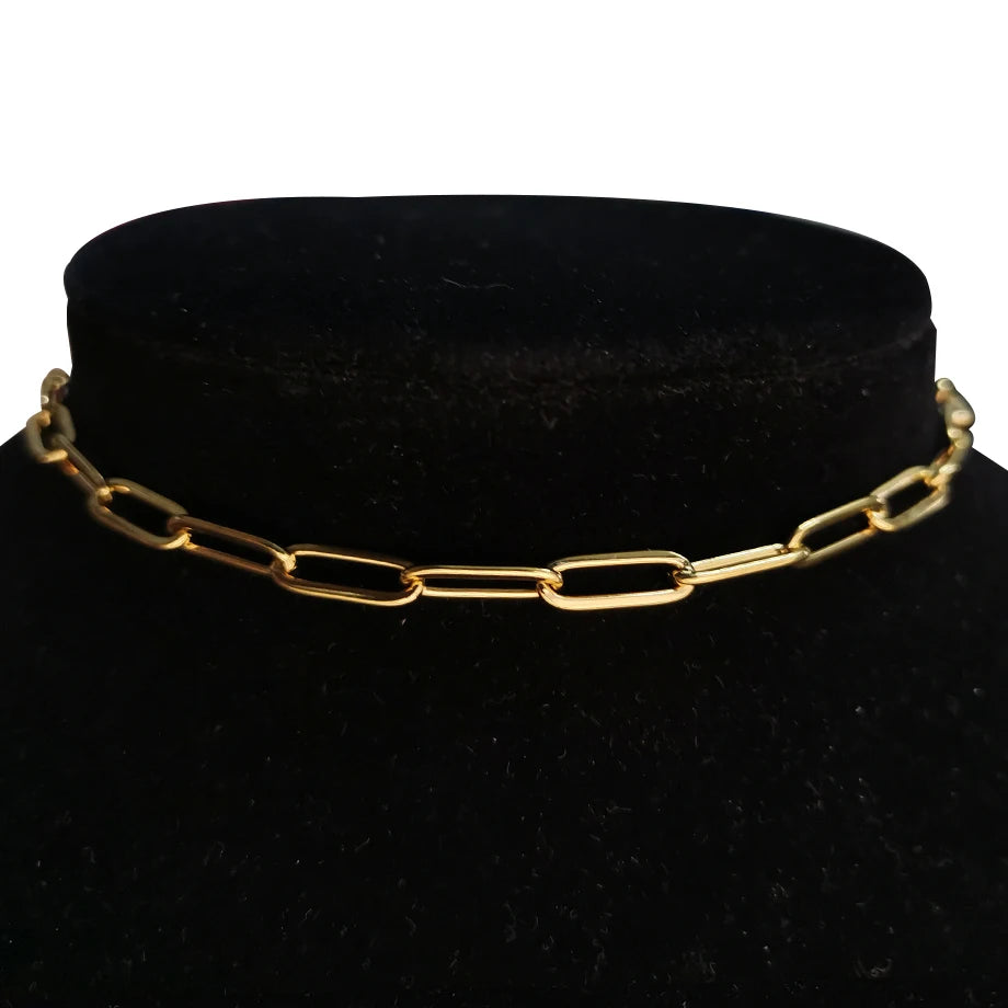 Collier ras du cou en acier inoxydable couleur or pour femmes, style hip-hop, punk, chaîne courte à maillons, bijoux pour femmes, Collares de Moda 2024
