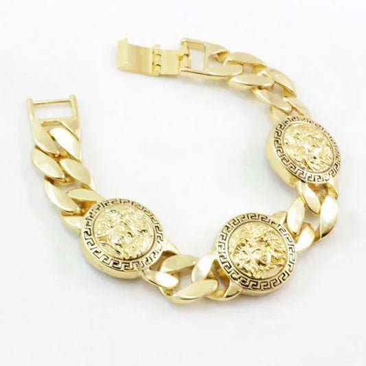 New Fashion Luxury Cuban Link Chain  Hand Decoration Alloy Beauty Head Painting Oil Bracelet for Man