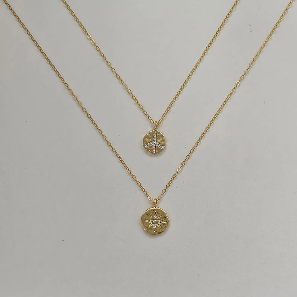 Colliers pendentifs multi-niveaux vintage bohème pour femmes, collier en plaqué or avec cristal et pièce de monnaie, bijoux cadeau de fête, vente en gros