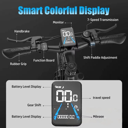Factory Direct Sales 26-Inch Mountain Electric Bicycle Built-In Lithium Battery Adult 7-Speed 250W 48V Steel Frame