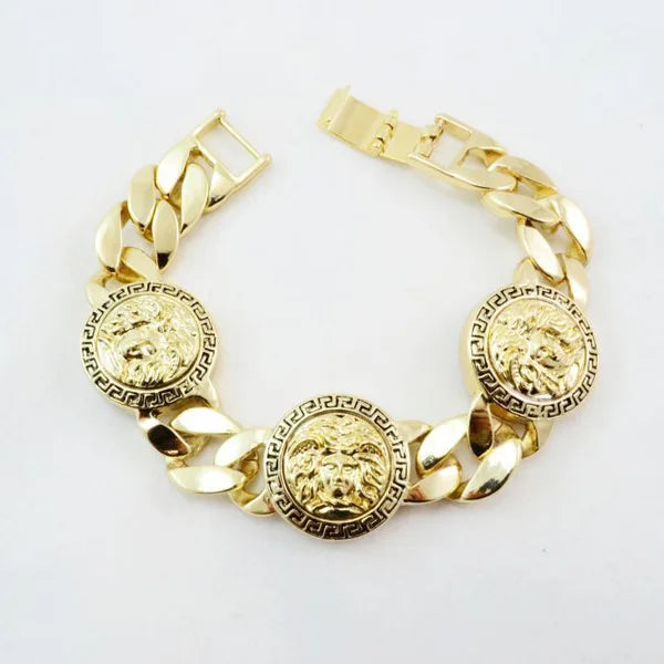 New Fashion Luxury Cuban Link Chain  Hand Decoration Alloy Beauty Head Painting Oil Bracelet for Man