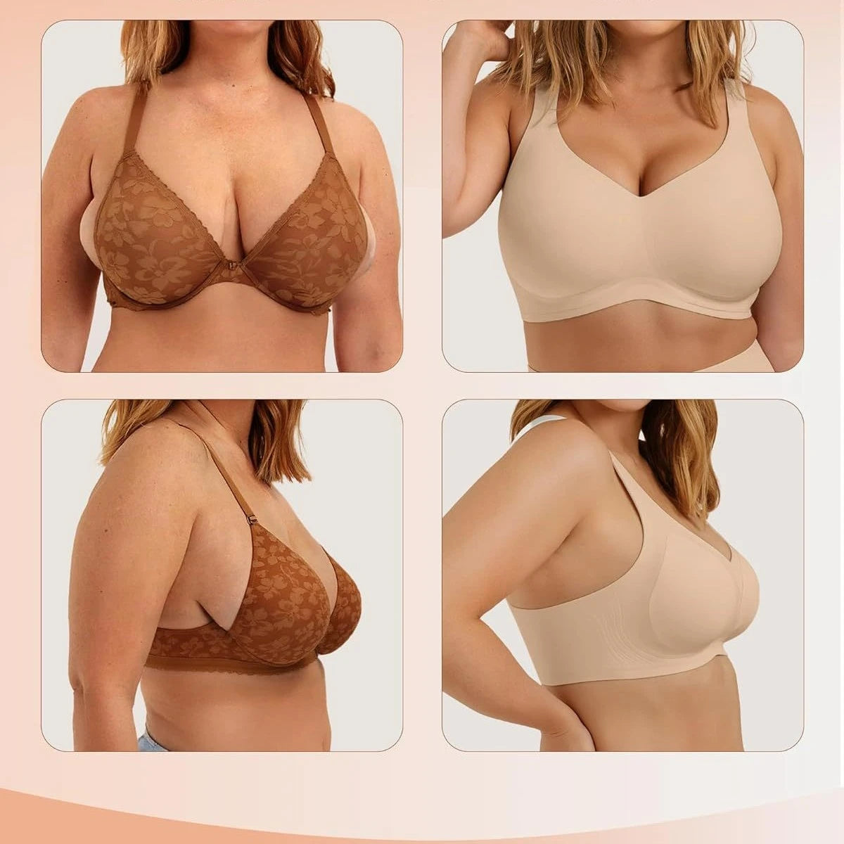 Women s No Bulge Bra Wireless Seamless Wide Straps for Large Bust