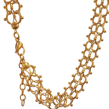 Chunky Stainless Steel Collier Maille Cyclone Ball Chain Necklace Circle Bracelet 18K Gold PVD Plated Jewelry Set Hollow Earring