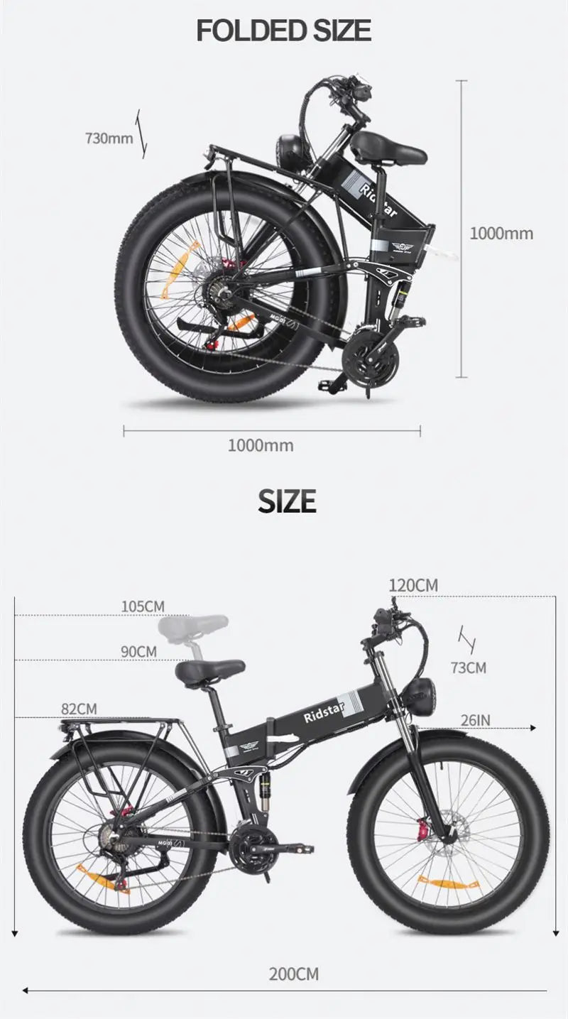 Ridstar H26pro Electric Mountain Bike Eco-Friendly Zero Emission 1000w E-Bike with 48V Voltage Fashion From Europe Warehouse