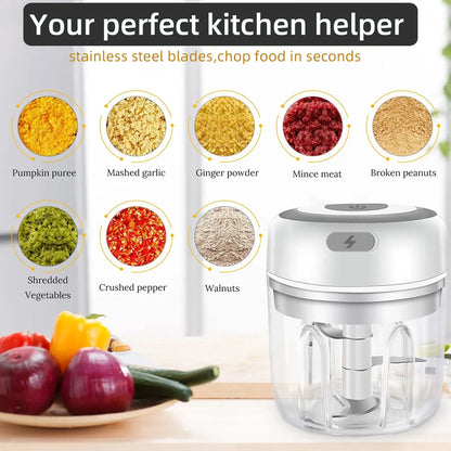 Hachoir électrique de cuisine, Mini broyeur d'ail, hachoir à viande Portable USB, hachoir à légumes pour Gadgets de cuisine