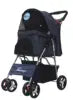 Easy Fold 4-Wheel Travel Pet Stroller with Storage Basket Breathable Mesh Dog Carriage for Outdoor Travel