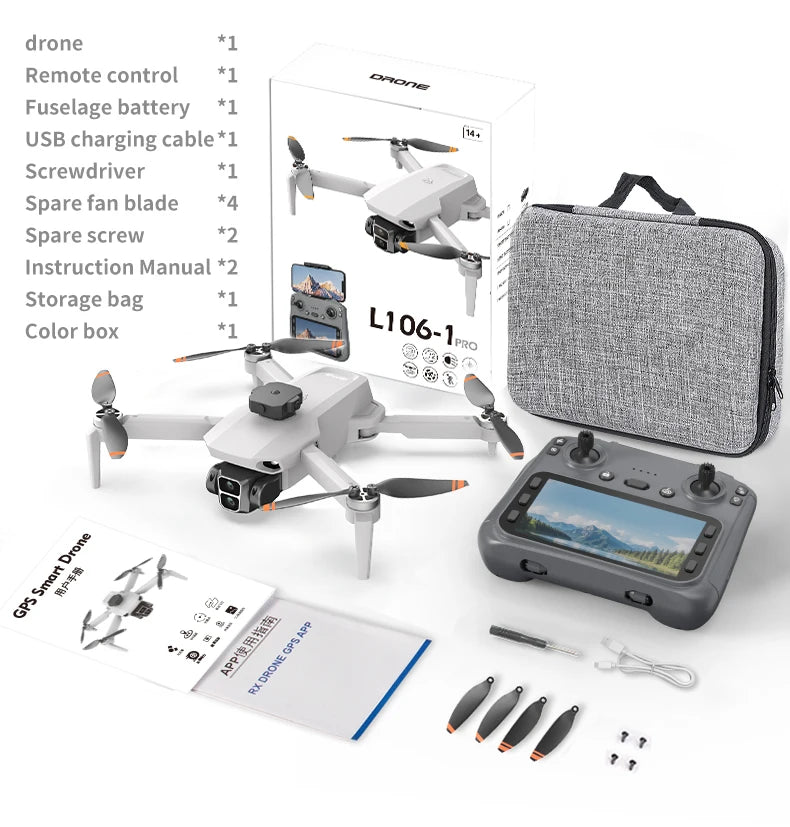 L106-1 GPS Gesture Recording Remote Control Speed Adjustment Optical Flow Positioning 3d Tumble 4K UHD Foldable Drone