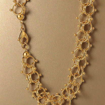 New Design 18mm Cyclone Chain Necklace Stainless Steel Hollow Geometric 18K Gold PVD Plated Round Ball Shape Chemical Molecular