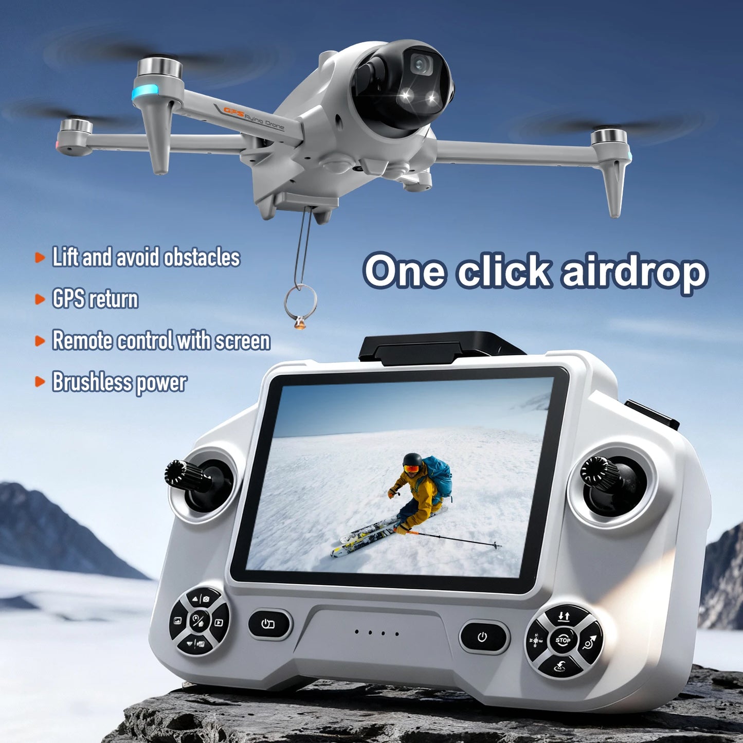 Drone GPS pliable YL059 avec caméra HD FPV, quadricoptère radiocommandé longue portée pour adultes, idéal pour la photographie aérienne en extérieur.