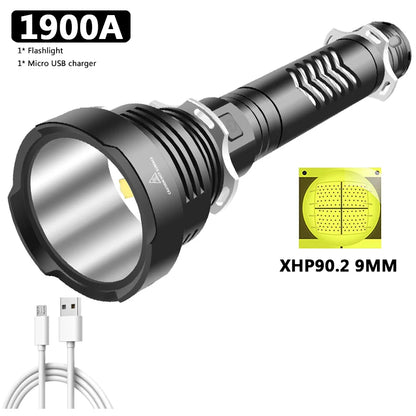 XGardens-Lampe de poche LED aste USB, lanterne en aluminium, fonction Powerbank, torche, batterie 18650 ou 26650, haute qualité, 90.2, 4 cœurs