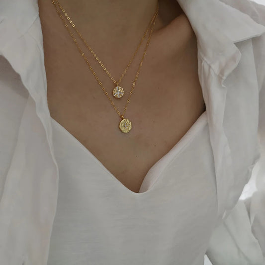 Colliers pendentifs multi-niveaux vintage bohème pour femmes, collier en plaqué or avec cristal et pièce de monnaie, bijoux cadeau de fête, vente en gros