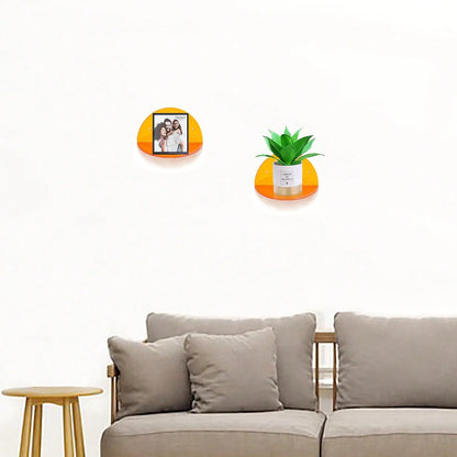 Small Modern Customizable Acrylic Floating Shelves (2-Pack 8-inch Diameter) Wall Mounted Display Stand for Plants Toys Makeup
