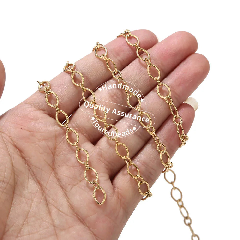Touredbeads – chaînes à maillons ovales en acier inoxydable de 1M, 6mm de largeur, cercle en or pour bricolage, collier, fabrication de bijoux, découvertes faites à la main