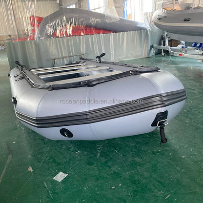 15.4 Feet Inflatable Sport Yacht Aluminium PVC Dinghy Raft Pontoon with 1.2mm Thick Aluminum Floor for Lake Dive Fishing Rescue