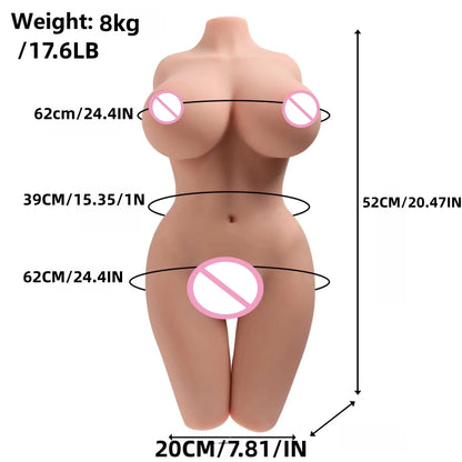 8 Kg Life-size Silicone Sex Doll Male Masturbator Cup-style Adult Toy Precision Mold Female Intimate Area Head Flesh-toned