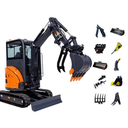 Free Shipping EPA/EURO 5 Chinese Mini Excavator XG25U EPA Kubota Engine 1ton 1.7 Ton Excavator Cabin Mini Digger for Sale