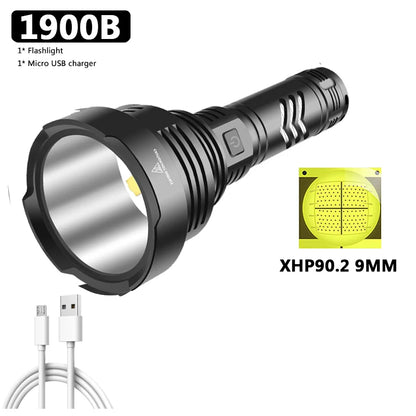 XGardens-Lampe de poche LED aste USB, lanterne en aluminium, fonction Powerbank, torche, batterie 18650 ou 26650, haute qualité, 90.2, 4 cœurs