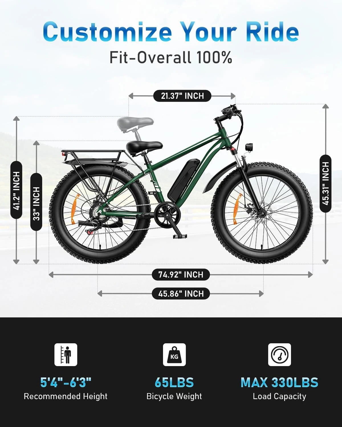 OBX EB26 Fast Electric City E-Bike Full Suspension 48v Lithium Battery Power Adultes' Off Road Cargo Fat Tire US Warehouse OEM