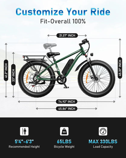OBX EB26 Fast Electric City E-Bike Full Suspension 48v Lithium Battery Power Adultes' Off Road Cargo Fat Tire US Warehouse OEM
