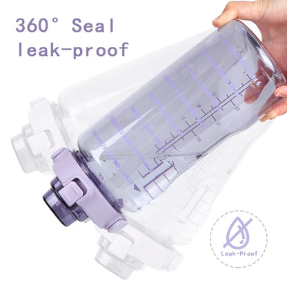 B14-1107 Custom Logo Gym Sports BPA Free 64 oz 64oz 2L Clear Motivational Half Gallon Water Bottle with Time Marker and Straw