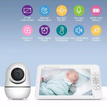 Top Fashion SM70PTZ 7 Inch Screen 2.4GHz Wireless Digital Baby Monitor Auto Night Vision Two-way Voice Intercom IP Camera