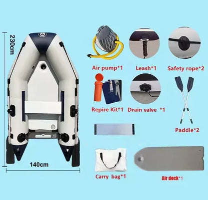 2.3 m 7.5 ft Heat Weld Sealing Process Racing Assault Boat Folding Inflatable PVC Fishing Pontoon Dinghy with Keel Transom