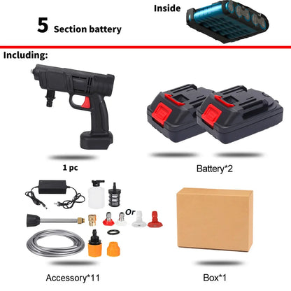 Pistolet à eau haute pression sans fil 2 000 mAh pour lavage de voiture, buse de nettoyage à pression, compatible avec batterie Makit 18 V