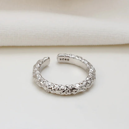 Rainbowking 925 Sterling Silver 14k Gold Filled Jewelry Luxury Design Thick Gold Texture Ring Bague Femme 925