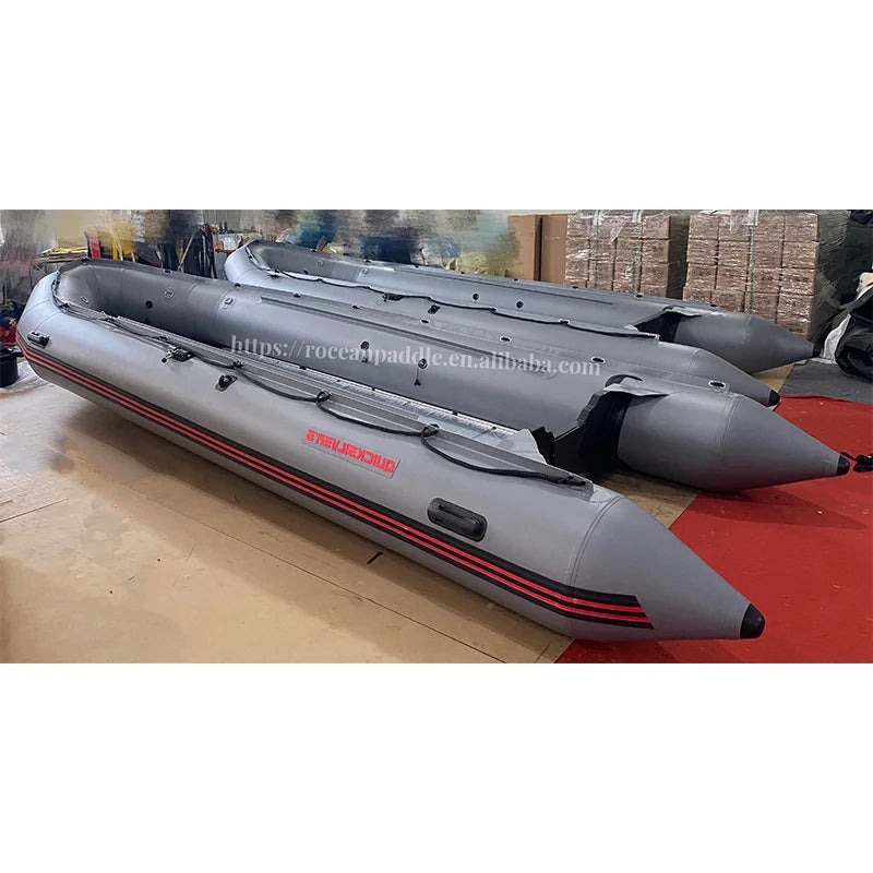 Manufacturer Price 4m 5m 6m Heavy Duty Aluminum Floor PVC Hypalon 8 10 12 15 20 Person Inflatable Rubber Rowing Boat for Sale
