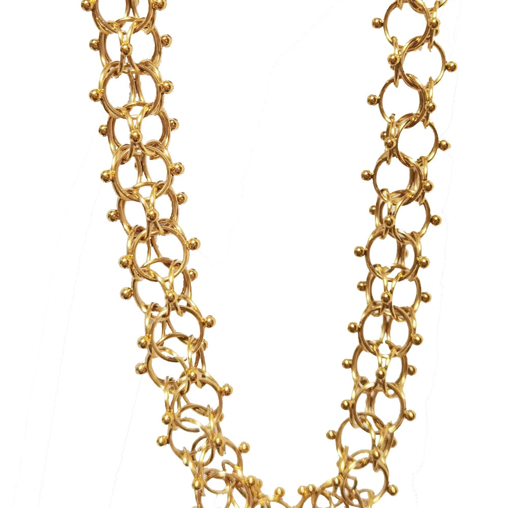 New Design 18mm Cyclone Chain Necklace Stainless Steel Hollow Geometric 18K Gold PVD Plated Round Ball Shape Chemical Molecular
