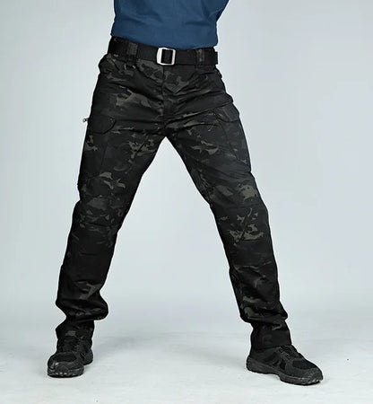 Pantalon cargo imperméable pour homme, jogging militaire masculin, pantalon élastique à poches multiples, grande taille, FjOutdoor