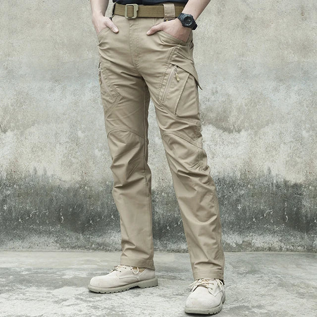 Pantalon cargo imperméable pour homme, jogging militaire masculin, pantalon élastique à poches multiples, grande taille, FjOutdoor