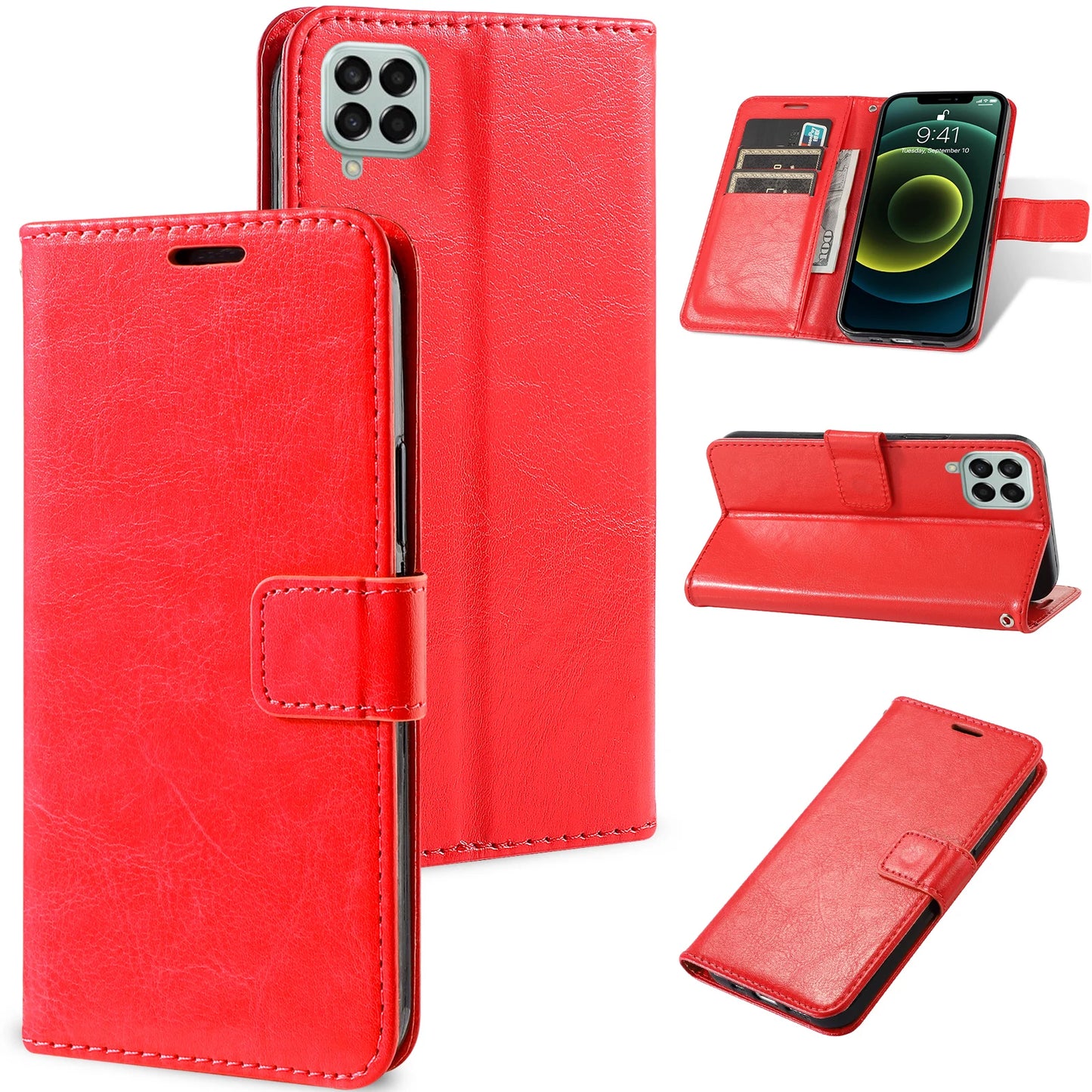 Étui portefeuille classique en cuir pour téléphone Samsung Galaxy A26 A36 5G A56 A16 4G A06 M15 F15 M55 C55 F55 - Accessoires
