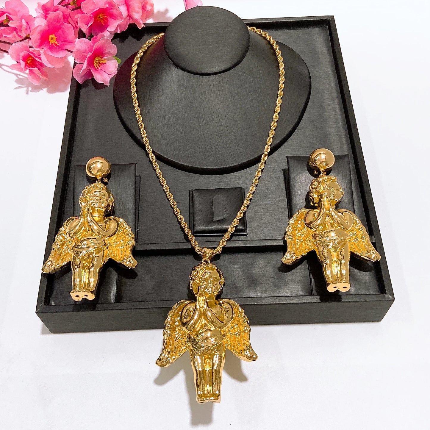 Fashion Gift Factory Popular Unique Copper Alloy Gold Plated Wedding Party Birthday Daily Anniversary Engagement Jewelry Set