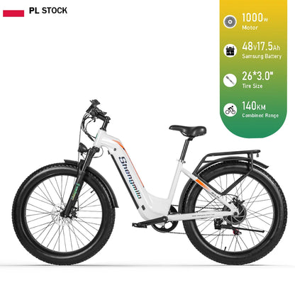 Electric Bicycle Dual-Shock Off-Road E-Assist City Bike Motor 1000W Jinmite LCD Large Gauge Speed 42km Range 45km Aluminum Alloy