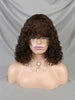 Cheap Human Hair Wig with Bangs for Black Women Glueless Short Water Wave Curly Bob Wigs 200% Density None Lace Front Wig