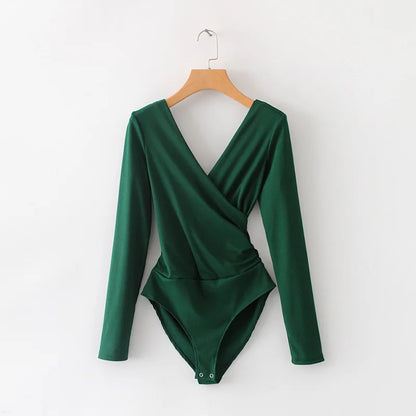 SheMujerSky Long Sleeve Bodysuit Women Backless Jumpsuits Black White Body femme monos cortos de mujer