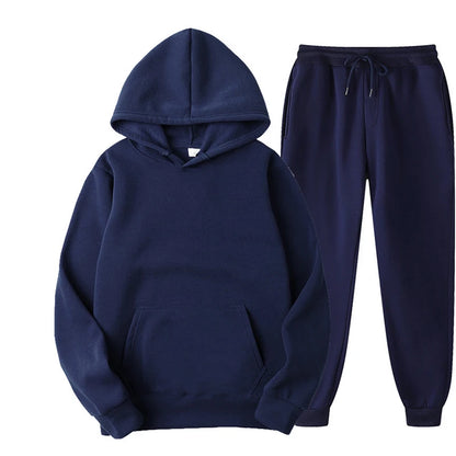 Ensemble de sport 2 pièces pour femme, couleur unie, sweat-shirt à capuche, pantalon de survêtement, décontracté, vêtements de sport pour homme