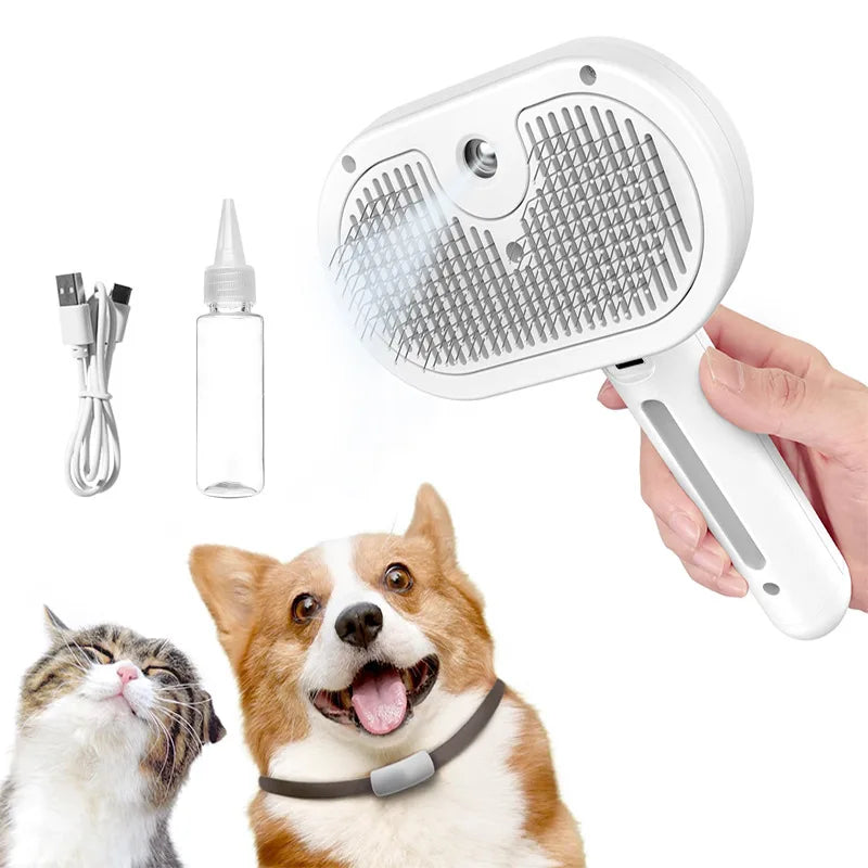 Factory Wholesale Multifunctional Pet Spray Comb USB One-touch De-shedding Hair Cleaning Automatic Dog Cat Grooming Brush Comb