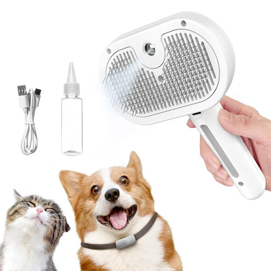 Factory Wholesale Multifunctional Pet Spray Comb USB One-touch De-shedding Hair Cleaning Automatic Dog Cat Grooming Brush Comb