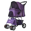 Easy Fold 4-Wheel Travel Pet Stroller with Storage Basket Breathable Mesh Dog Carriage for Outdoor Travel