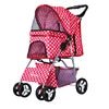 Easy Fold 4-Wheel Travel Pet Stroller with Storage Basket Breathable Mesh Dog Carriage for Outdoor Travel