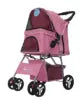 Easy Fold 4-Wheel Travel Pet Stroller with Storage Basket Breathable Mesh Dog Carriage for Outdoor Travel