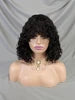 Cheap Human Hair Wig with Bangs for Black Women Glueless Short Water Wave Curly Bob Wigs 200% Density None Lace Front Wig