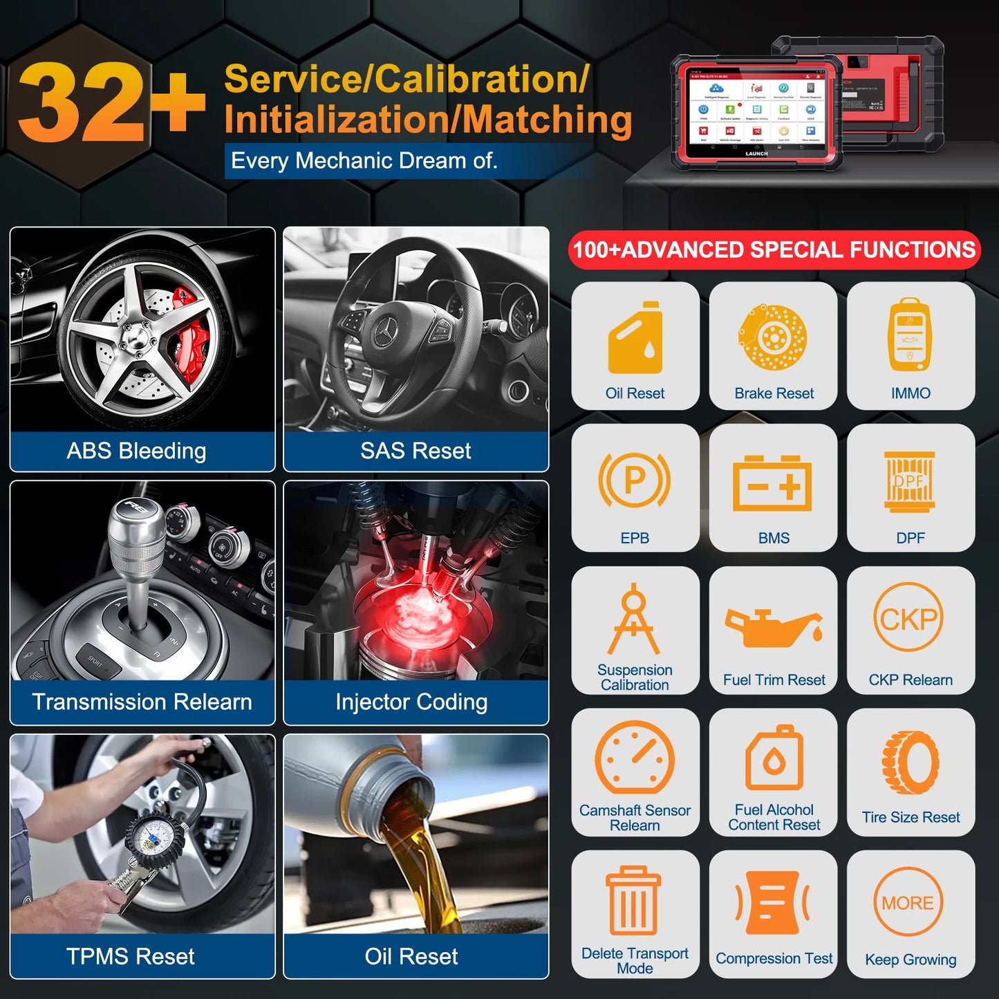 LAUNCH X431 PRO ELITE full system diagnostic tool OBD2 scanner 32 reset CAN FD DOIP coding X-431 V