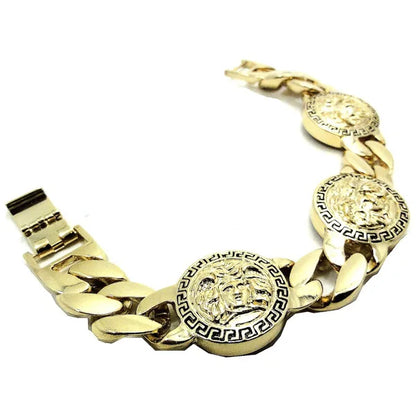 New Fashion Luxury Cuban Link Chain  Hand Decoration Alloy Beauty Head Painting Oil Bracelet for Man