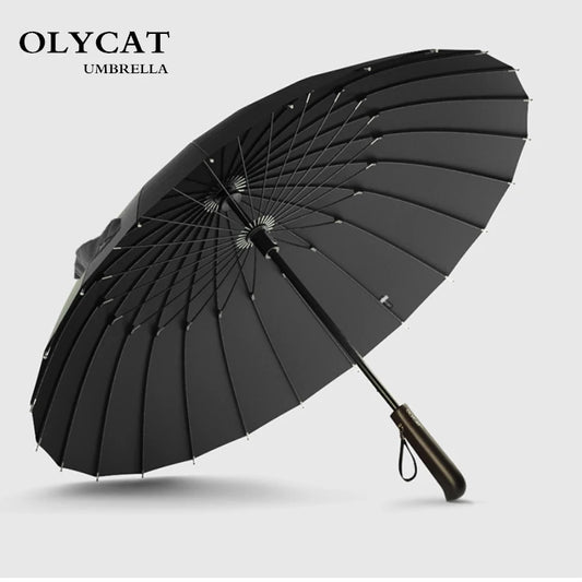 Parapluie coupe-vent pour hommes et femmes, manche en bois, long manche, cadre solide, qualité, 24K, vente chaude, marque